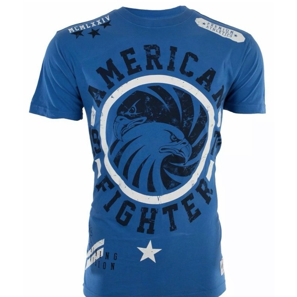 AMERICAN FIGHTER Bradley Eagle Blue Athletic Fit Mens Crewneck T-shirt L-3XL NWT - Picture 3 of 9